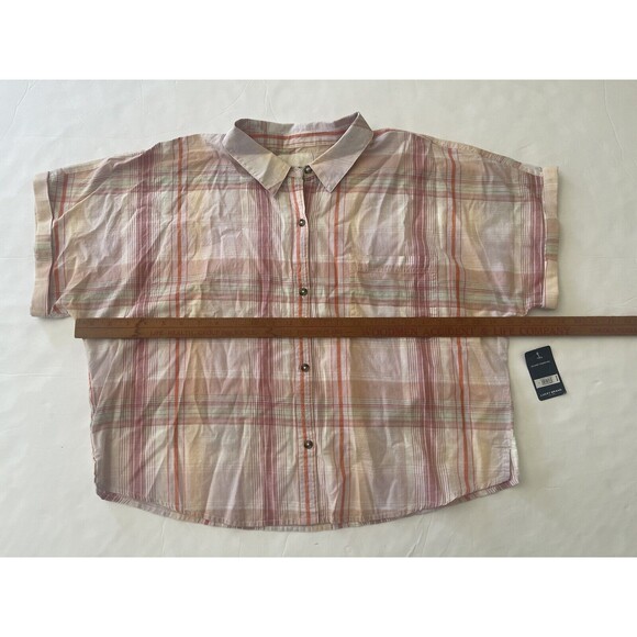 Lucky Brand Relaxed Pink‎ Madras Plaid Button Up Shirt  Size Large - Picture 4 of 9